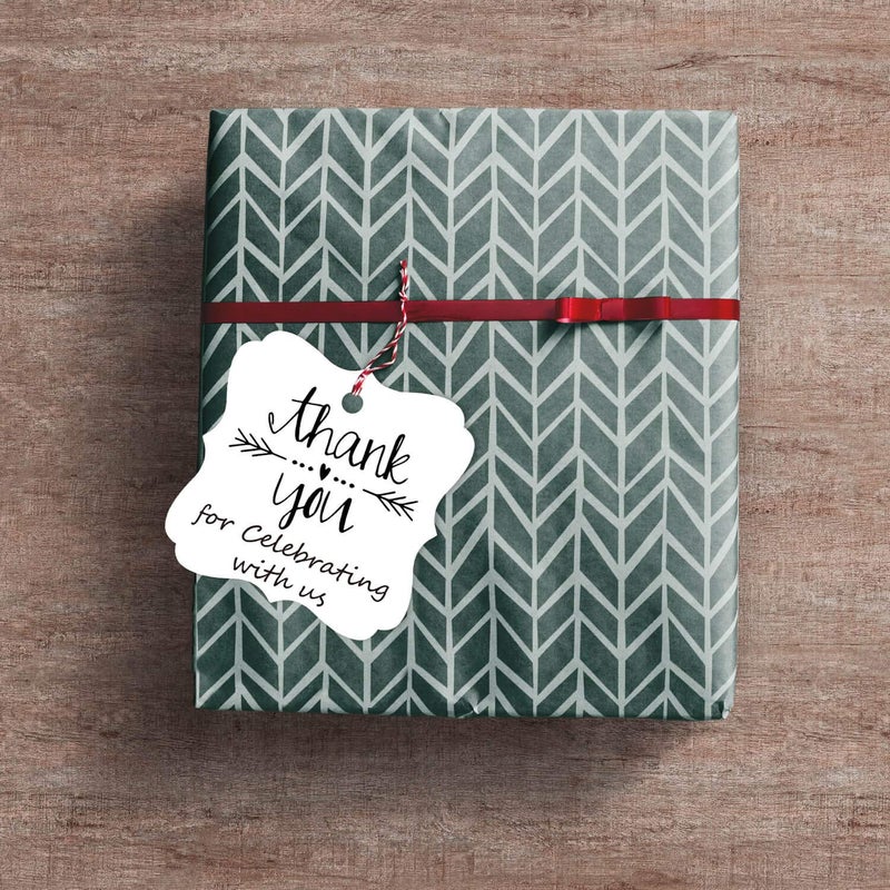 Mr.Mug 100 White Thank You Tags for Wedding, Birthday, Baby Shower & Party Favors - Paper Gift Tags with Jute String - Image 5